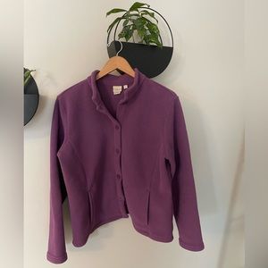 L.L. Bean Purple Button up Fleece Size Large